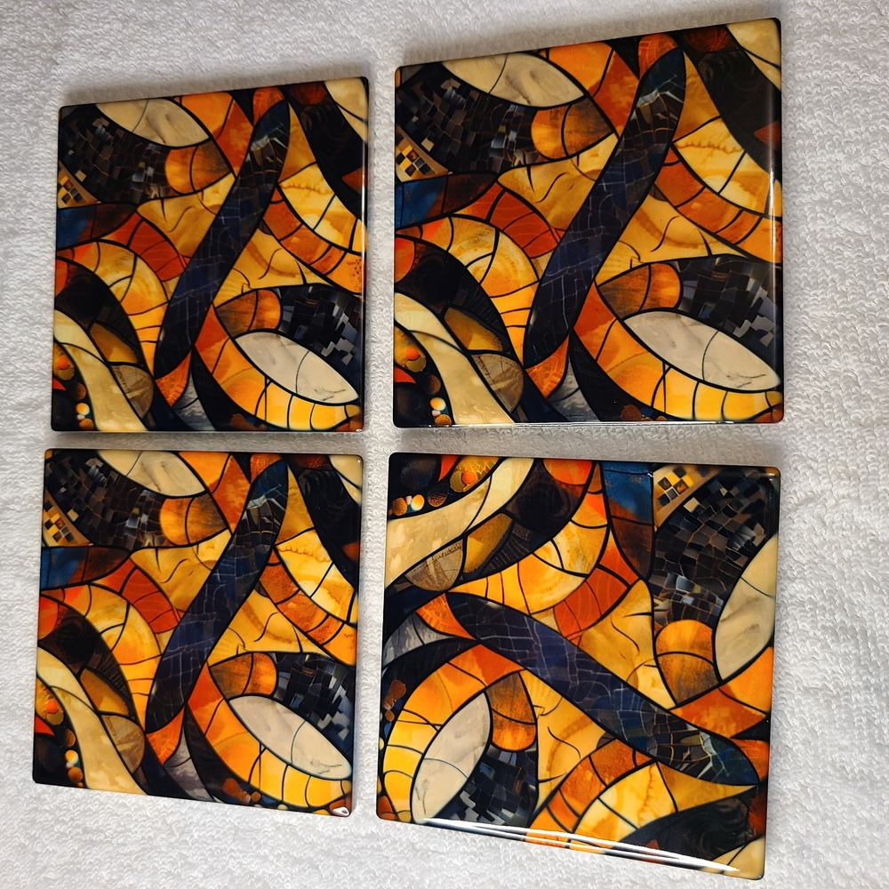Abstract Mosaic Coasters Set - Picture 3 of 16